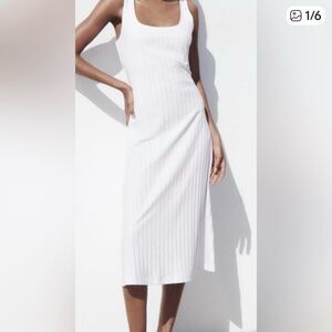 Zara Ribbed White Dress - size large